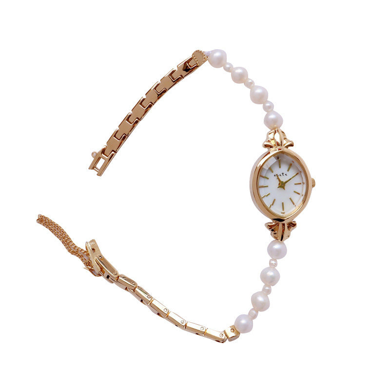 Montre Quartz pour Femmes avec Bracelet en Perles d'Eau Douce